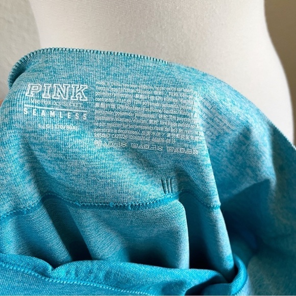 PINK Victorias Secret Teal Heart Workout Seamless High Waist Leggings Size Large - Picture 5 of 5